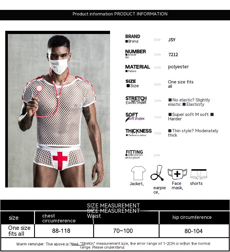 Men's Netting Wear White Doctor Uniform - Temptation European And American Style