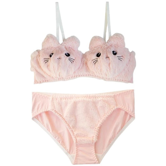 Cute Girl Girls Underwear Pure Cotton Cute Wireless Bra Set