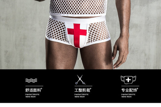 Men's Netting Wear White Doctor Uniform - Temptation European And American Style