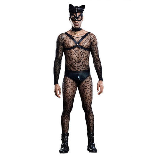 Cat Male luxury Uniform See-through luxury One-piece Net