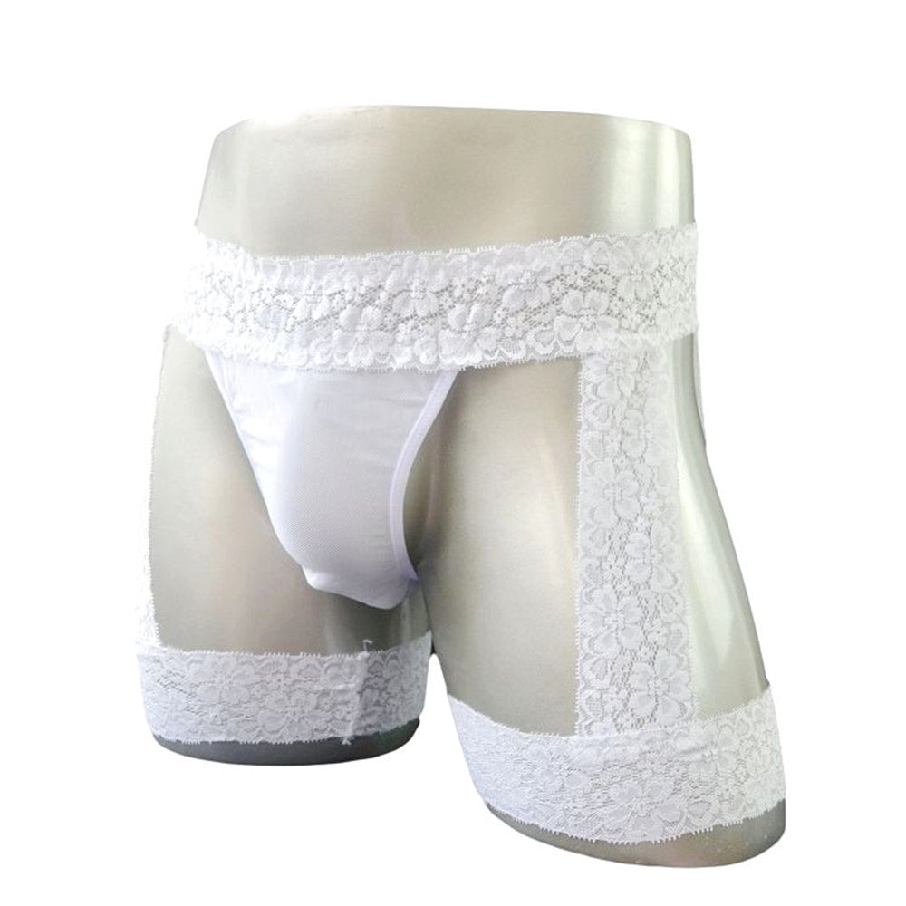 Men's Transparent Lace Underwear - Elegant Flat Leg Design, LGBT Pride Collection