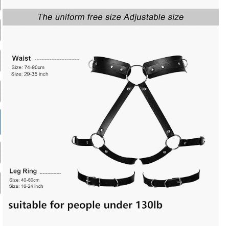 Punk Leather Body Chains Black Elegant Body Harness Layered Leg Chains Waist Chain Rave Nightclub Party Body Jewelry For Women