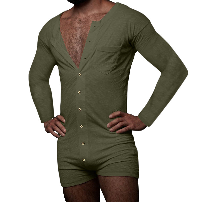 Men's Solid Color Bodysuit Homewear Pajamas , Elegant , couple experience