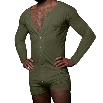 Men's Solid Color Bodysuit Homewear Pajamas , Elegant , couple experience