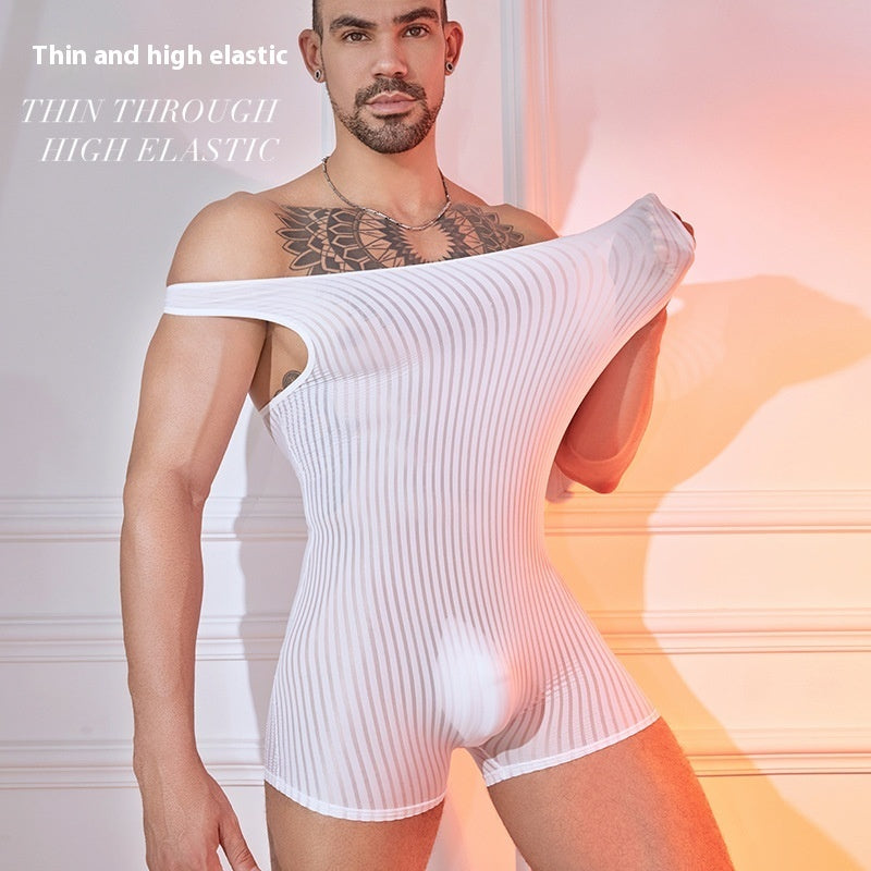 Men's Striped Jumpsuit - Lightweight Breathable Athletic Wear