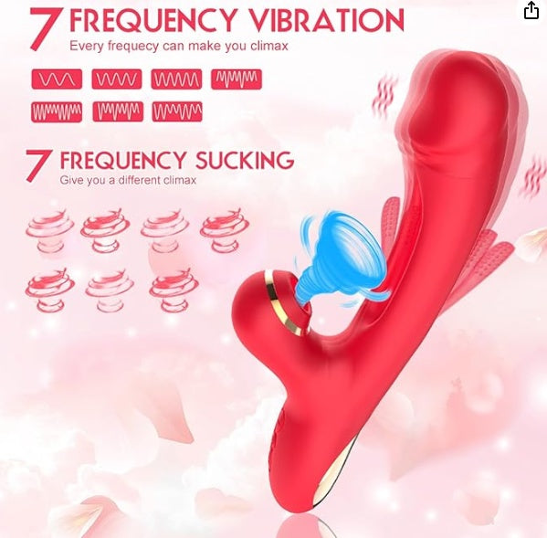 3-IN-1 Red Wellness Device With 7 Flapping & Vibrating Modes - Multi-Function Personal Massager