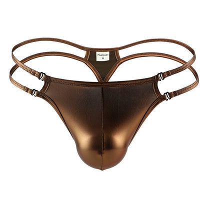 Men's Thong Imitation Leather Ice Silk Personality Panties Low Waist