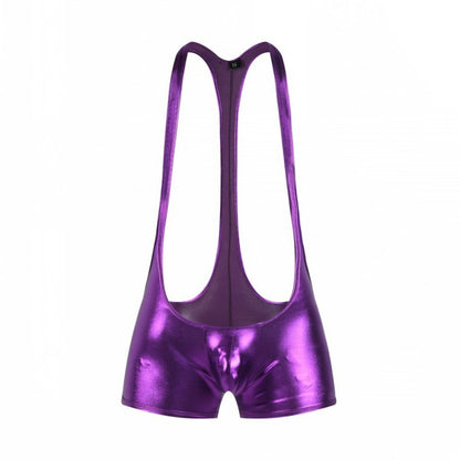 Men's Patent Leather Bodysuit - Elegant Nightclub Style Underwear