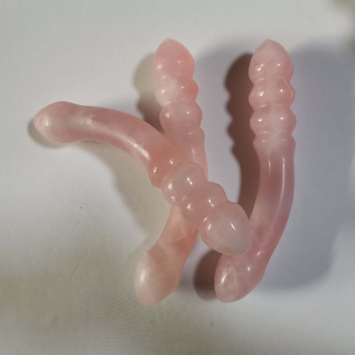 Natural Rose Powder Crystal Polished Massage Stick, “Comfort-fit design”