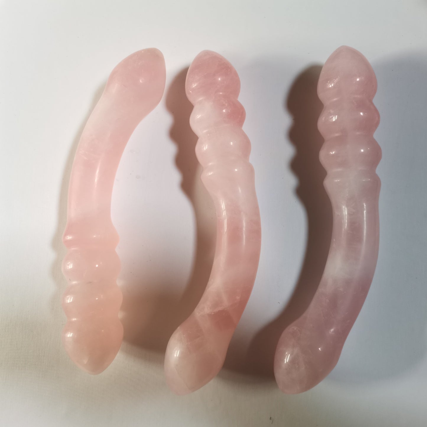 Natural Rose Powder Crystal Polished Massage Stick, “Comfort-fit design”