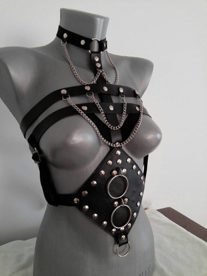 Couple Fantasy Exploration Set - Leather Bound Open Bra