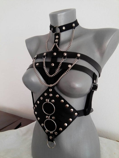 Couple Fantasy Exploration Set - Leather Bound Open Bra