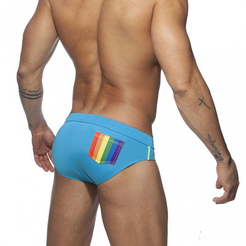 Rainbow Pocket Swim Briefs realistic Aggressive Low-waisted Men