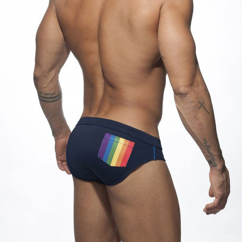 Rainbow Pocket Swim Briefs realistic Aggressive Low-waisted Men