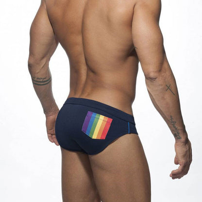 Rainbow Pocket Swim Briefs realistic Aggressive Low-waisted Men