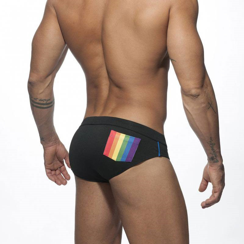 Rainbow Pocket Swim Briefs realistic Aggressive Low-waisted Men