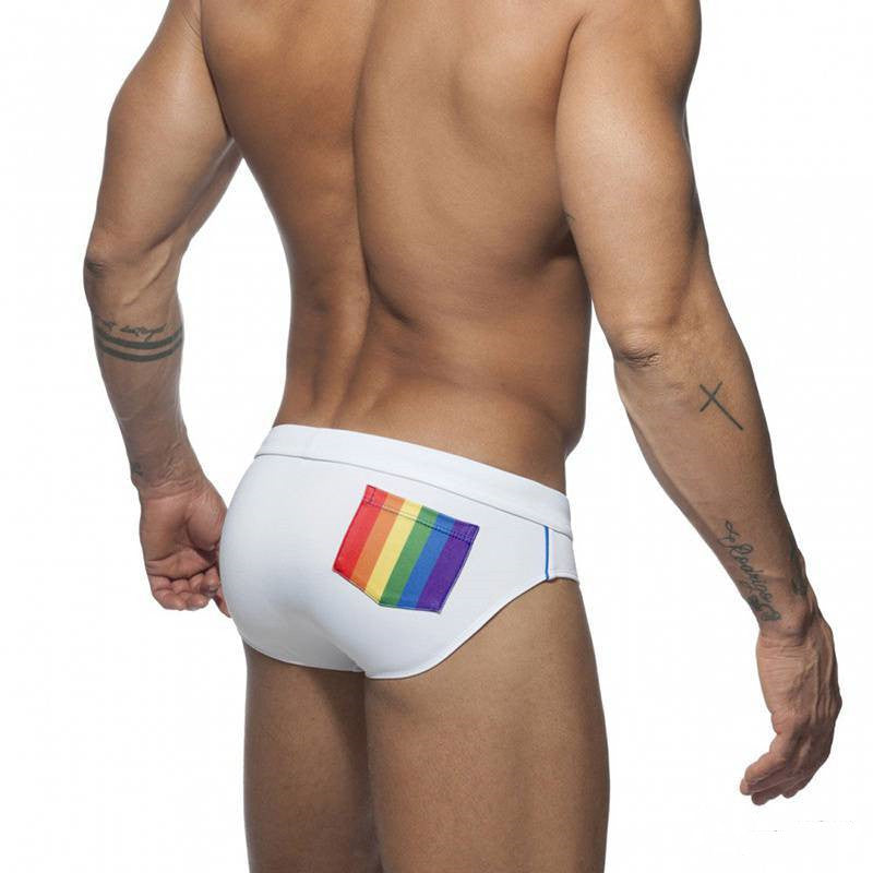 Rainbow Pocket Swim Briefs realistic Aggressive Low-waisted Men