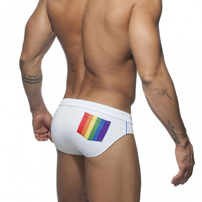 Rainbow Pocket Swim Briefs realistic Aggressive Low-waisted Men
