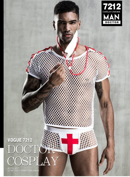 Men's Netting Wear White Doctor Uniform - Temptation European And American Style