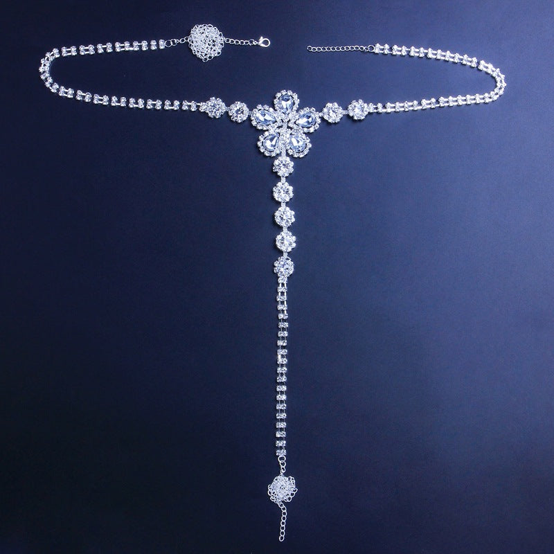 İntimate wellness,  Yellow Flower Rhinestone Underwear Body Chains Women's Stylish Beach Accessories Body