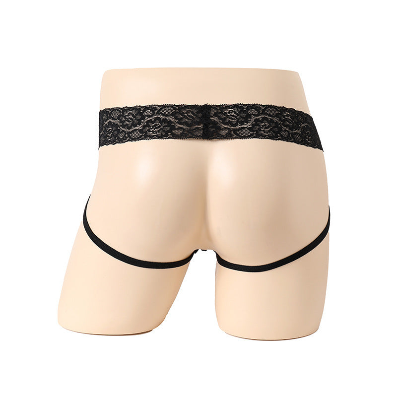 Men's Polyester Thong - Elegant High Waist Lace Underwear