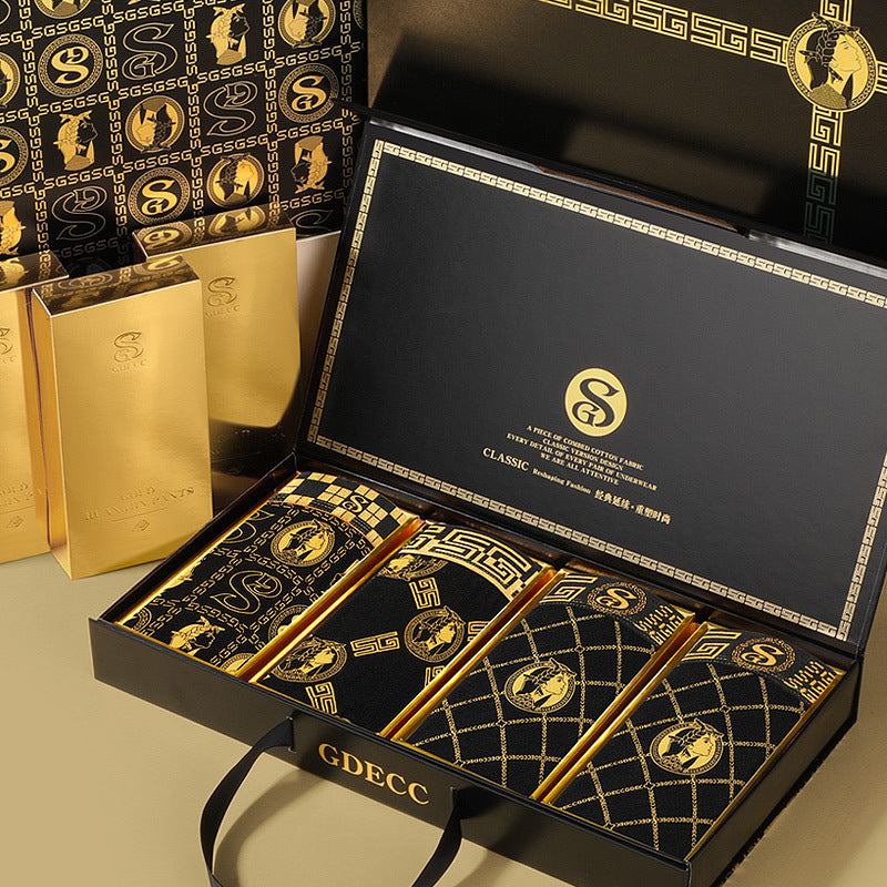 Men's Pure Cotton Comfortable Boxer Briefs Breathable Plus Size High-end Gift Box,