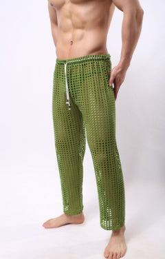 New trendy men's mesh pants, men's casual ripped pants
