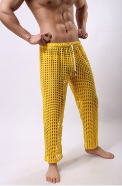 New trendy men's mesh pants, men's casual ripped pants