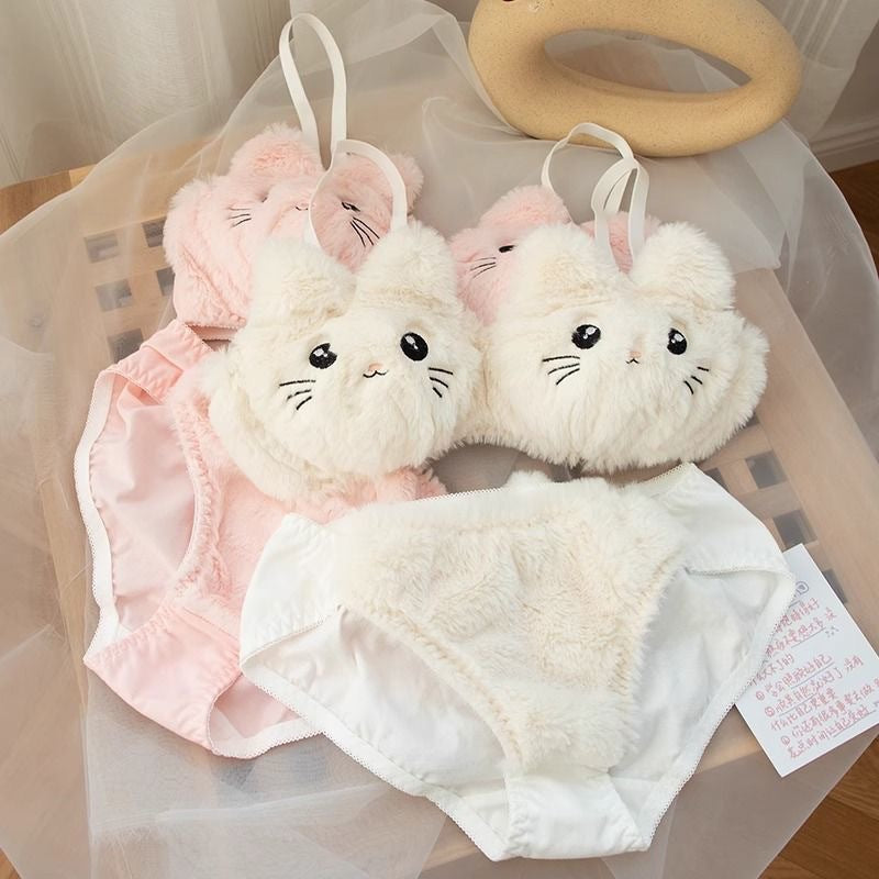 Cute Girl Girls Underwear Pure Cotton Cute Wireless Bra Set