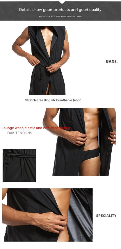 Men's Underwear Bathrobe Night-robe Soft Silk, İntimate wellness
