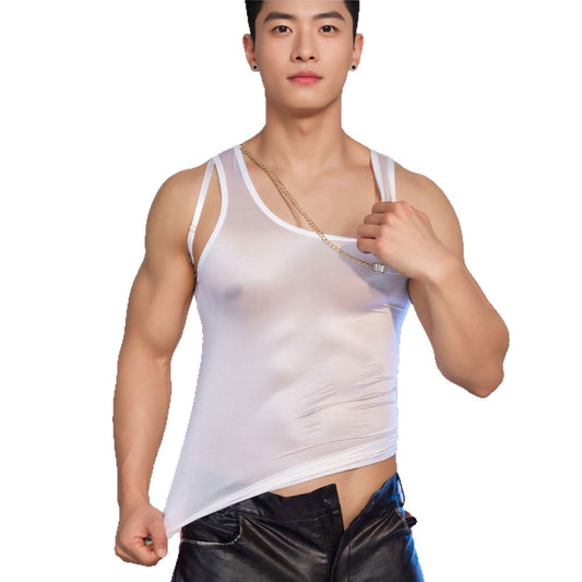 Fashion Sleeveless Suspenders Top - Tight Stretch Vest Men