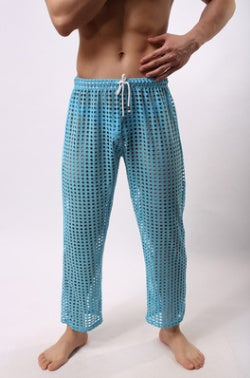 New trendy men's mesh pants, men's casual ripped pants