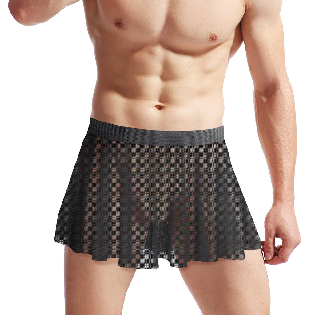 Men's Lingerie Low Waist Mesh Pleats Big Boxer Large Dress, Pride products