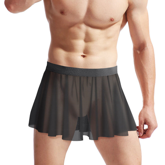 Men's Lingerie Low Waist Mesh Pleats Big Boxer Large Dress, Pride products