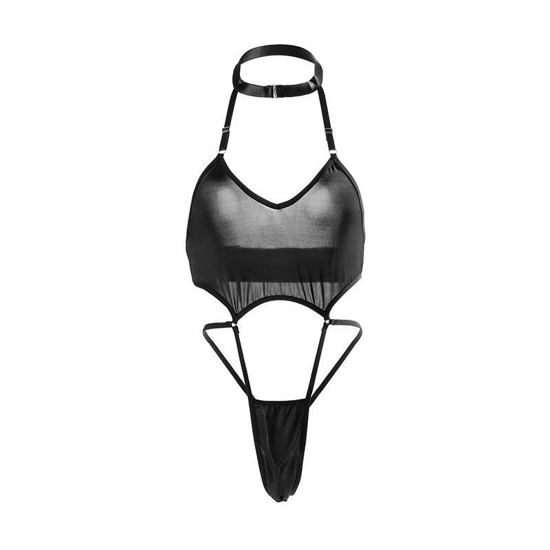 Lingerie One-Piece Hanging Neck Set - Open Design Intimate Apparel