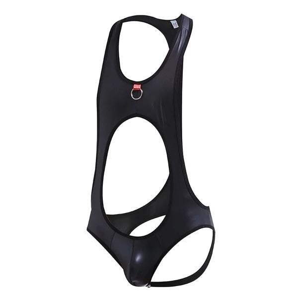 Hanging hoop patent leather strap underwear wrestling suit