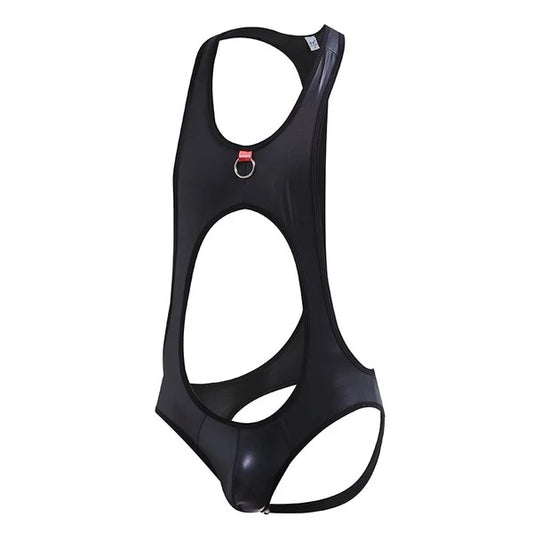 Hanging hoop patent leather strap underwear wrestling suit