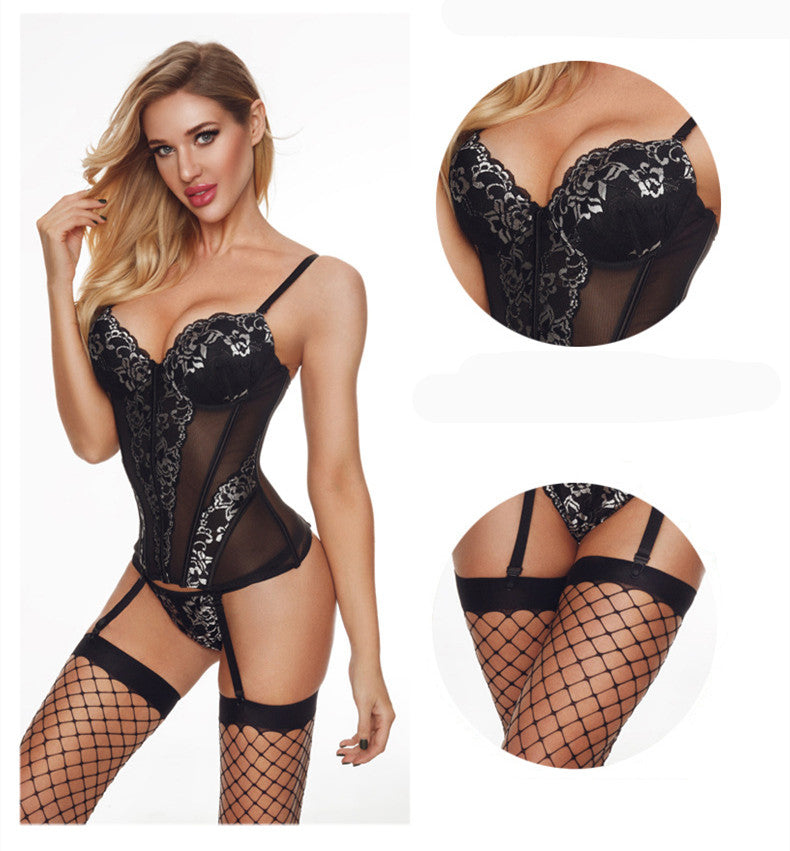 One Piece elegant Lingerie Black Fishnet Stockings