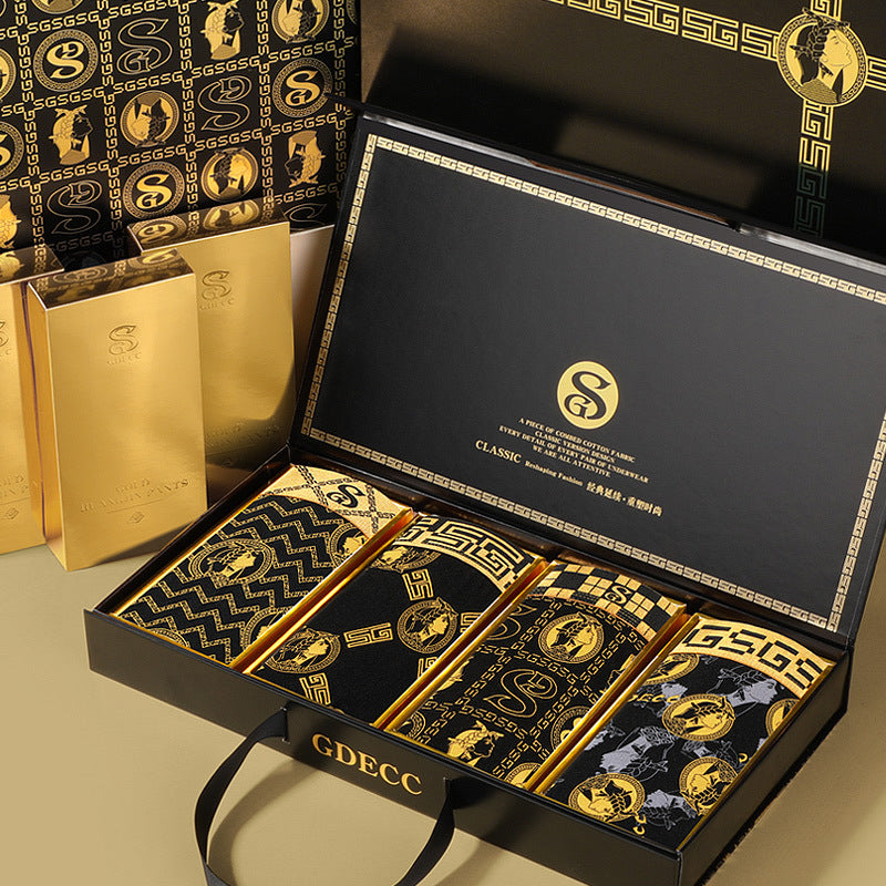 Men's Pure Cotton Comfortable Boxer Briefs Breathable Plus Size High-end Gift Box,