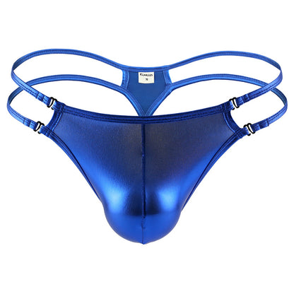 Men's Thong Imitation Leather Ice Silk Personality Panties Low Waist