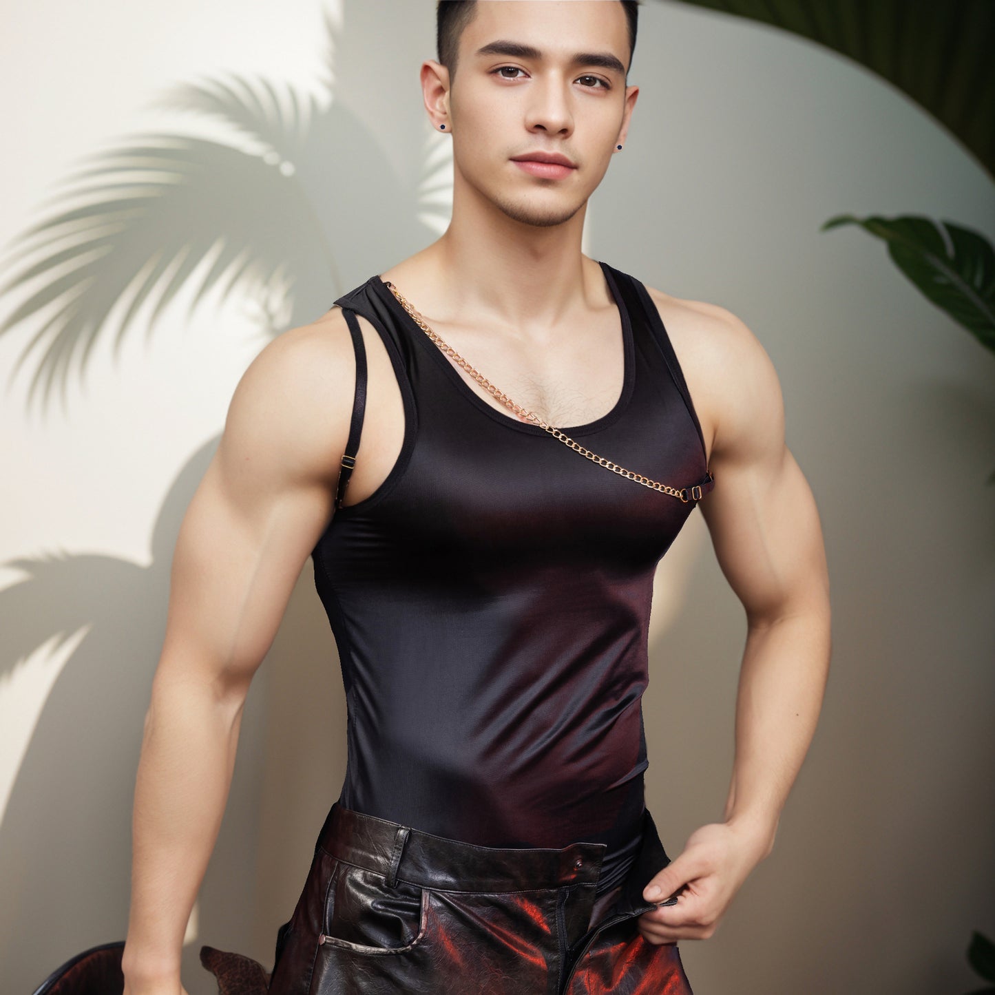 Fashion Sleeveless Suspenders Top - Tight Stretch Vest Men