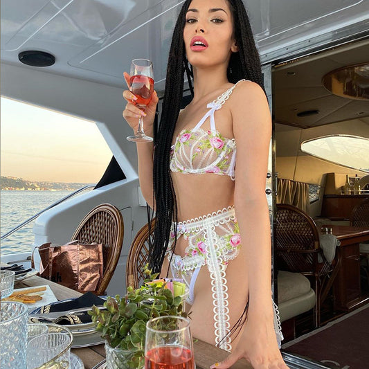 underwear, lingerie,  Bowknot Embroidery Retro Heavy Craft Floral,Elegant , couple experience