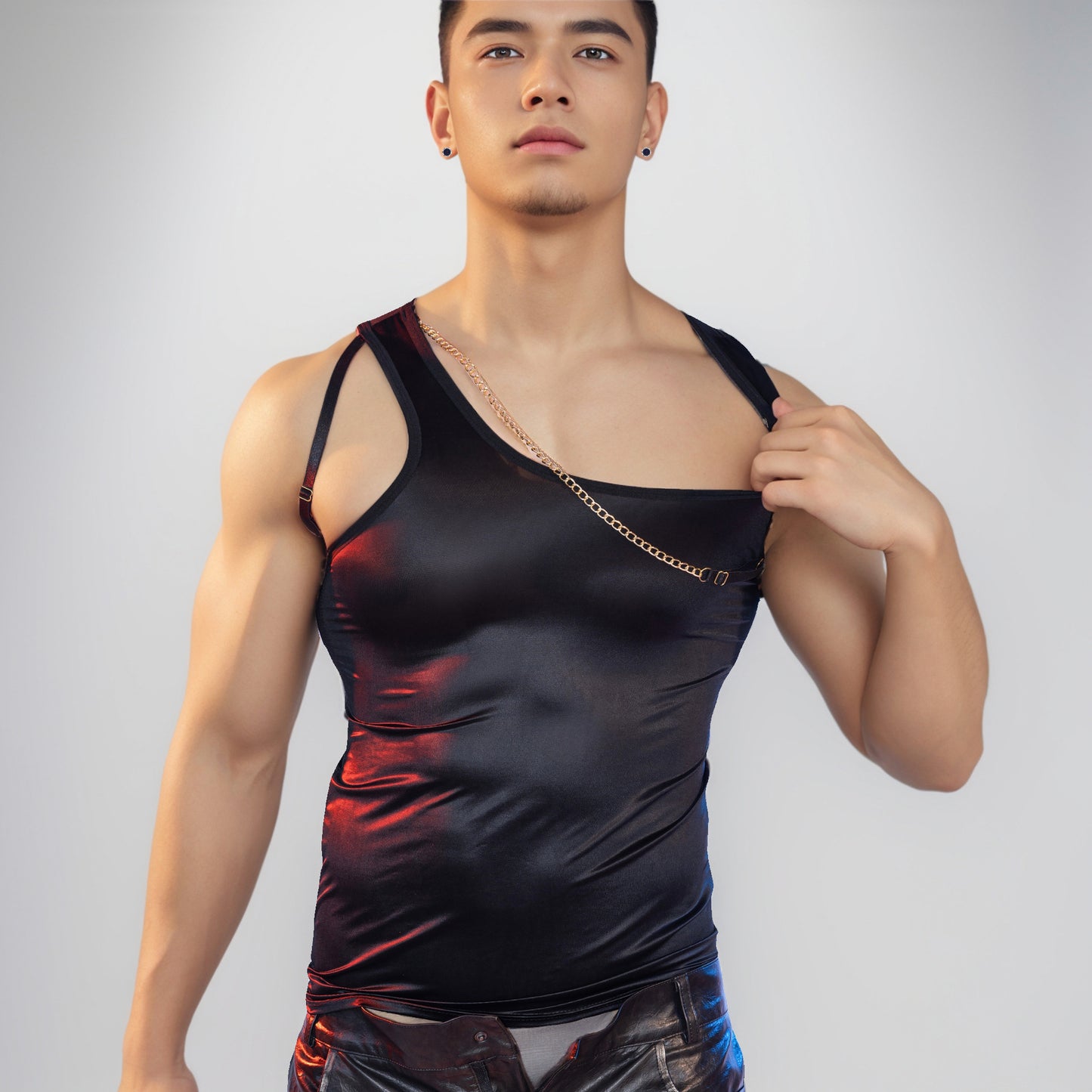 Fashion Sleeveless Suspenders Top - Tight Stretch Vest Men