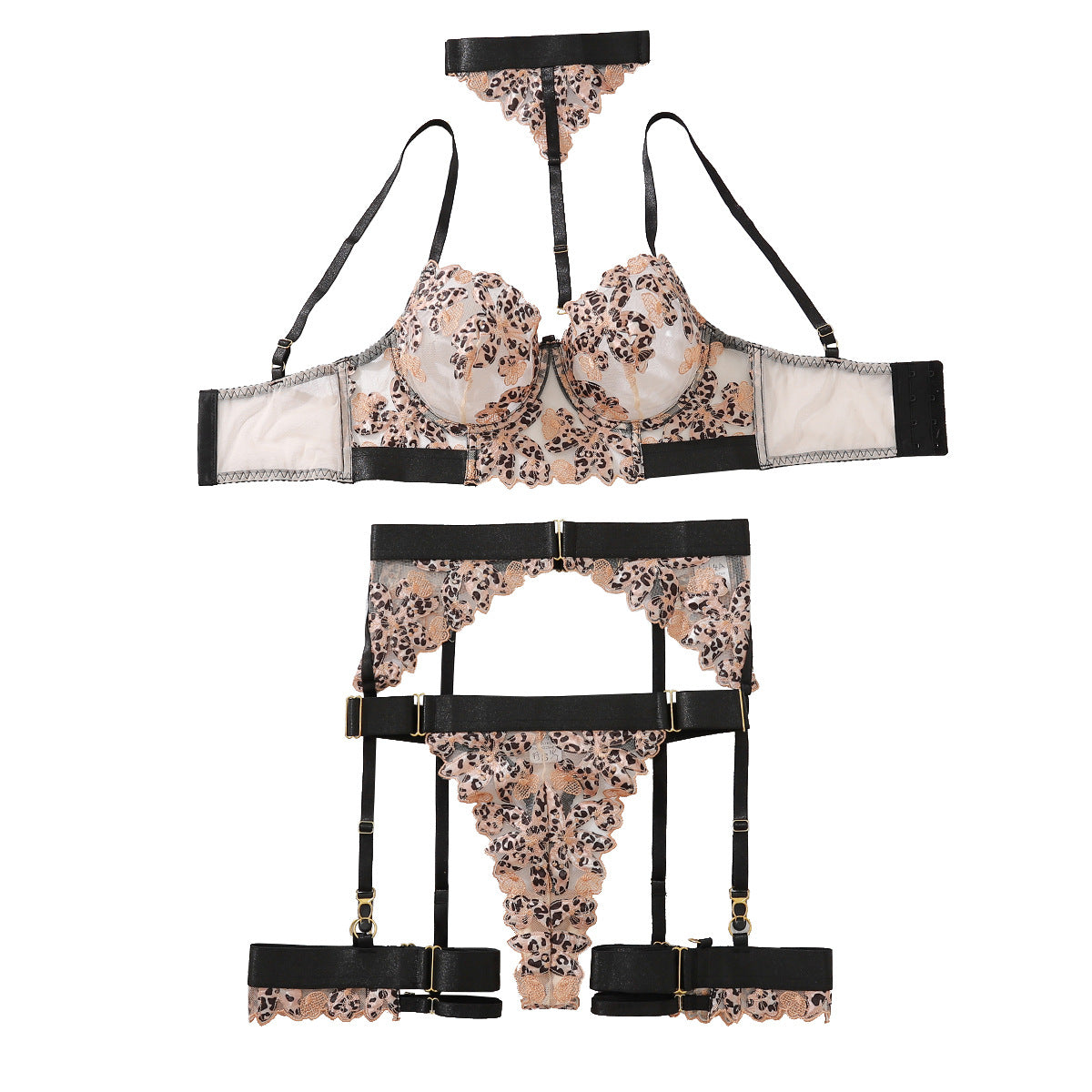 luxurious, elegant leopard print lingerie set