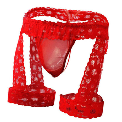 Men's Transparent Lace Underwear - Elegant Flat Leg Design, LGBT Pride Collection