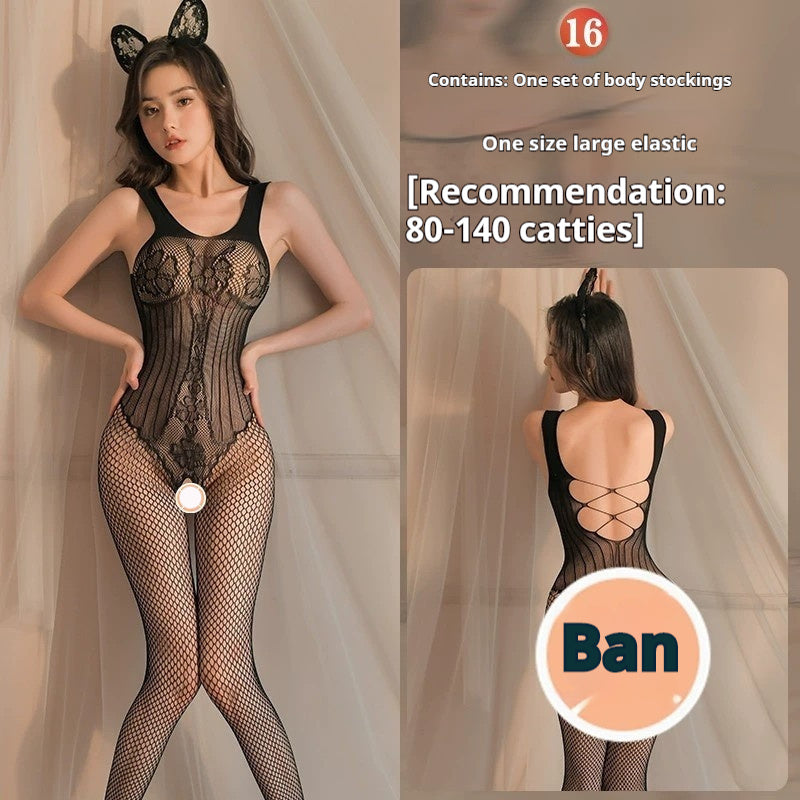 Lingerie Open-end Passion Transparent Sense Mesh Bodysuit