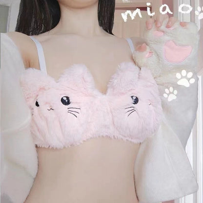 Cute Girl Girls Underwear Pure Cotton Cute Wireless Bra Set