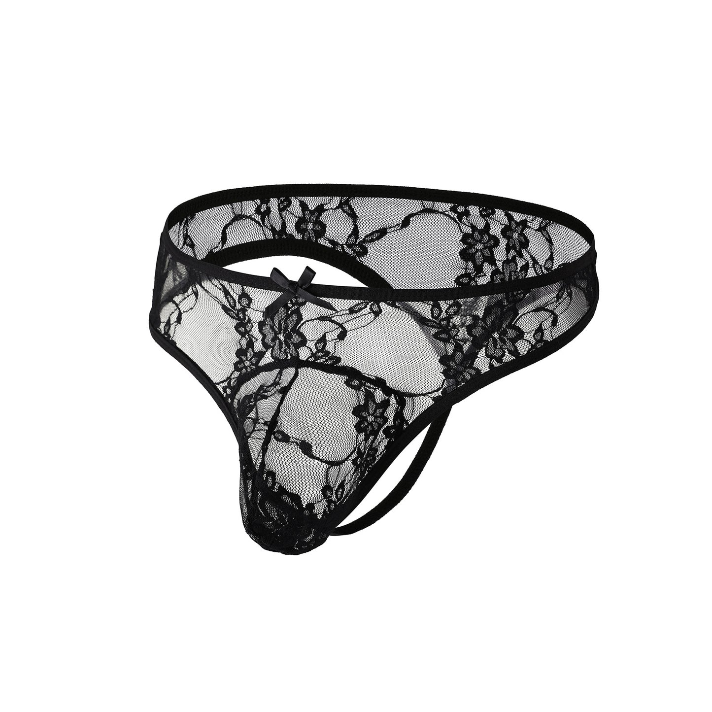 Men's Ultra Thin Lace Underwear - Elegant Bow Tie Low Waist Briefs