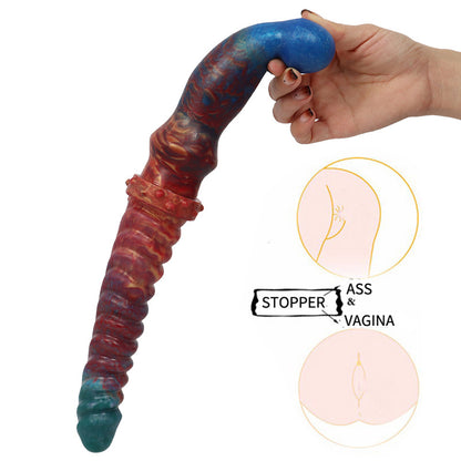 Color Double Head Dildo Fishbone Pattern Butt Plug For Women, Pride products