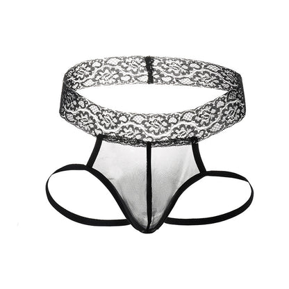 Men's Polyester Thong - Elegant High Waist Lace Underwear